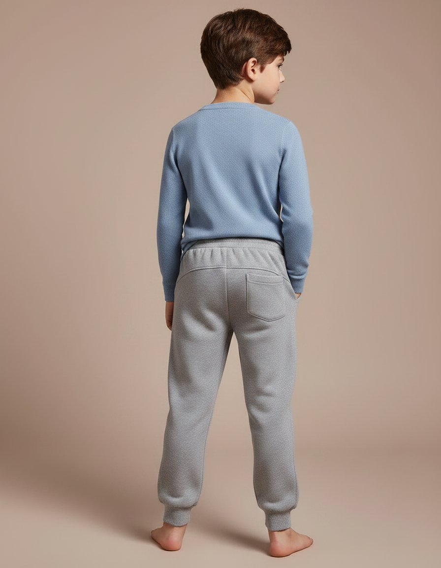 Pantalon Gris Molleton Décontracté Confortable Élastique Garçon - vue 2