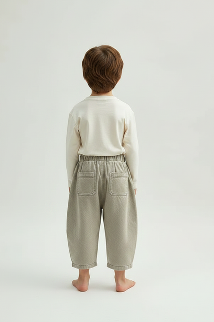 Pantalon Gris Enfant Ample Coton Décontracté - Molleton - vue 2