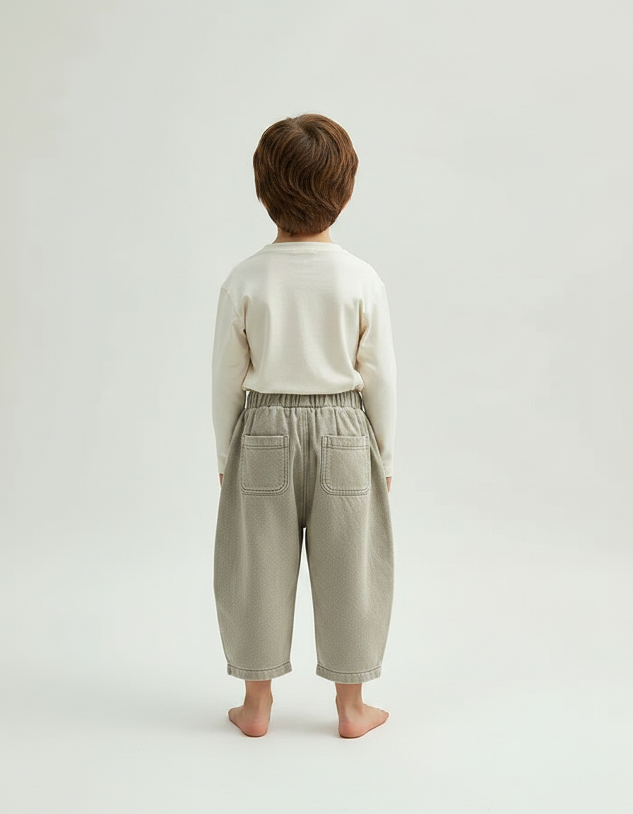 Pantalon Gris Enfant Ample Coton Décontracté - Molleton - vue 2