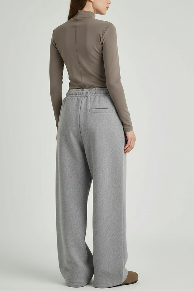 Pantalon Gris Ample Décontracté Molletonné Brodé - vue 2