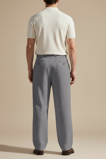 Pantalon Gris Ample Décontracté Lin Homme - vue 2