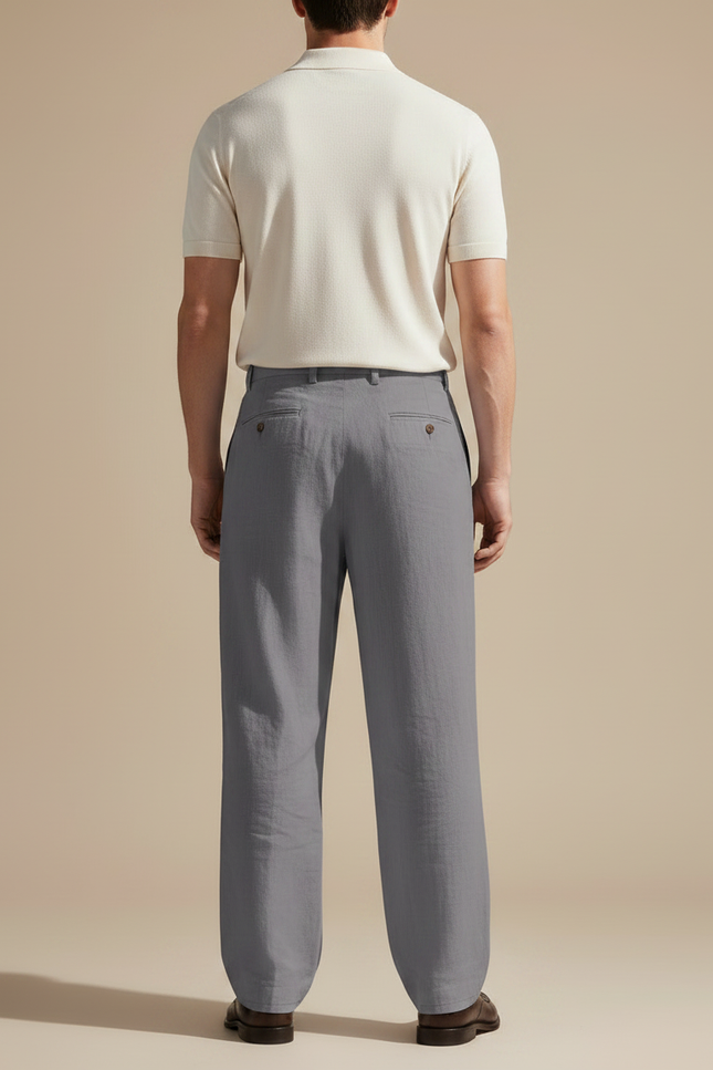 Pantalon Gris Ample Décontracté Lin Homme - vue 2