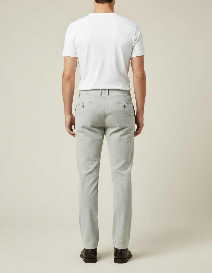 Pantalon Gris Côtelé Slim Décontracté Homme Élégant - Cordé - vue 2