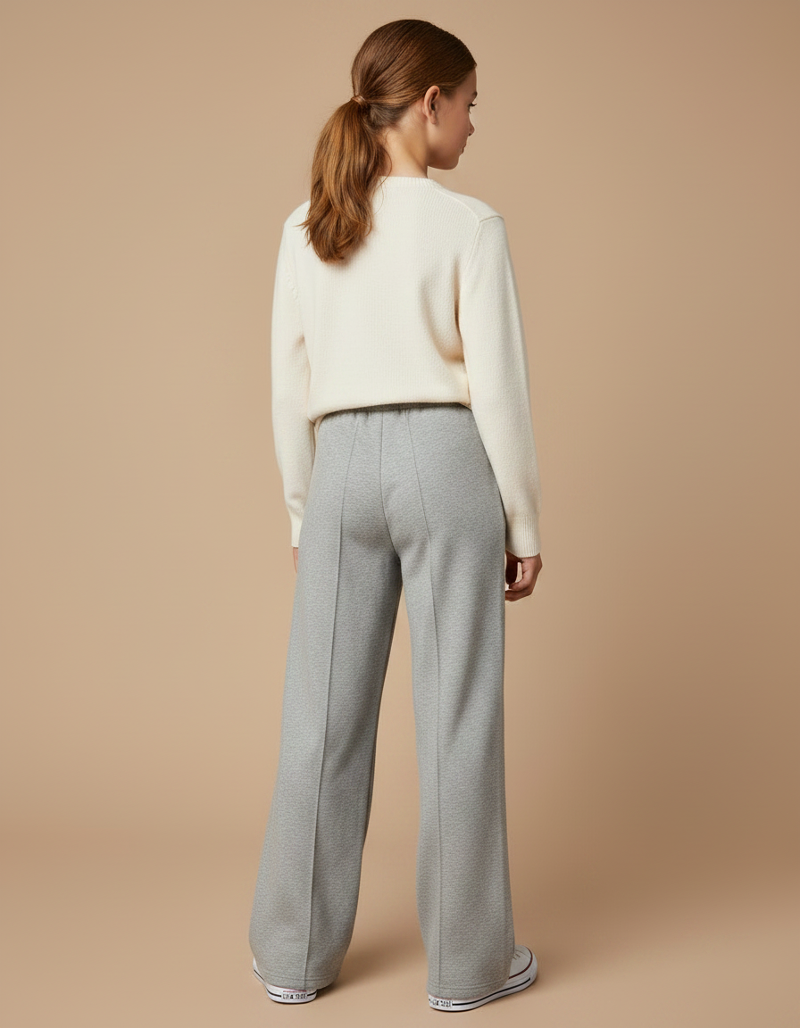 Pantalon Gris Large Molletonné Confortable Fille - vue 2