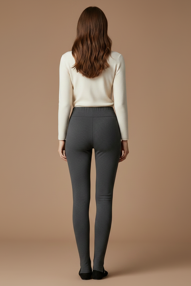 Pantalon Gris Moulant Chaud Hiver Femme - Maille - vue 2