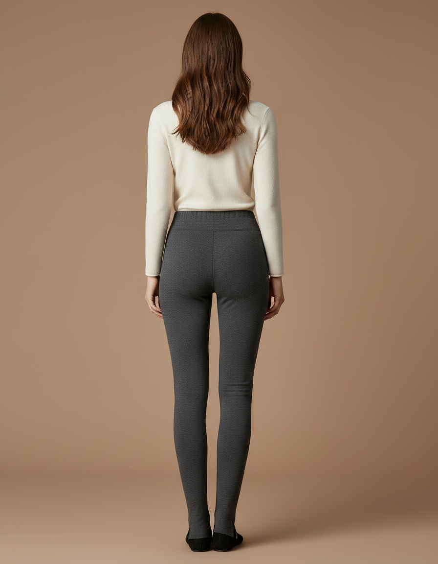 Pantalon Gris Moulant Chaud Hiver Femme - Maille - vue 2