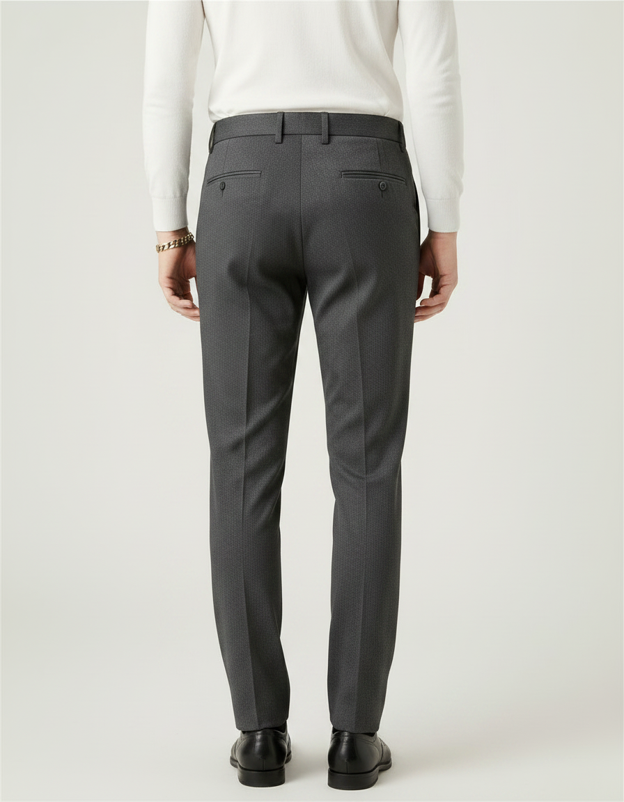 Pantalon Gris Homme Droit Élégant Business Formel - Gabardine - vue 2