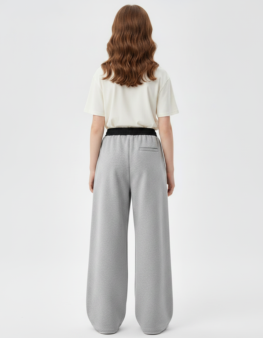 Pantalon Gris Ample Coton Décontracté Fille Sport - Molleton - vue 2