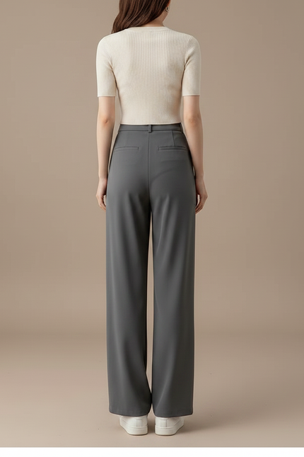 Pantalon Gris Tailleur - Polyester - vue 2