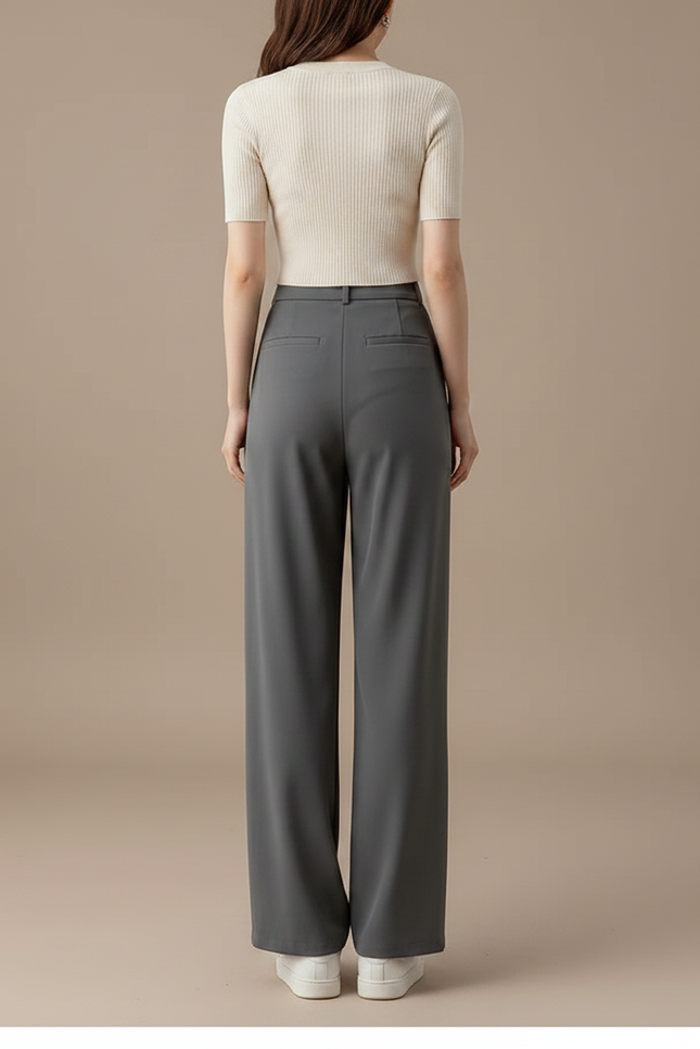 Pantalon Gris Tailleur - Polyester - vue 2