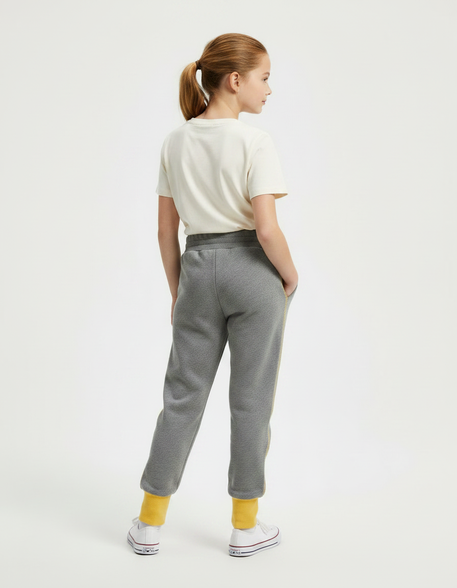 Pantalon Gris Molletonné Sport Décontracté Enfant Coton - vue 2