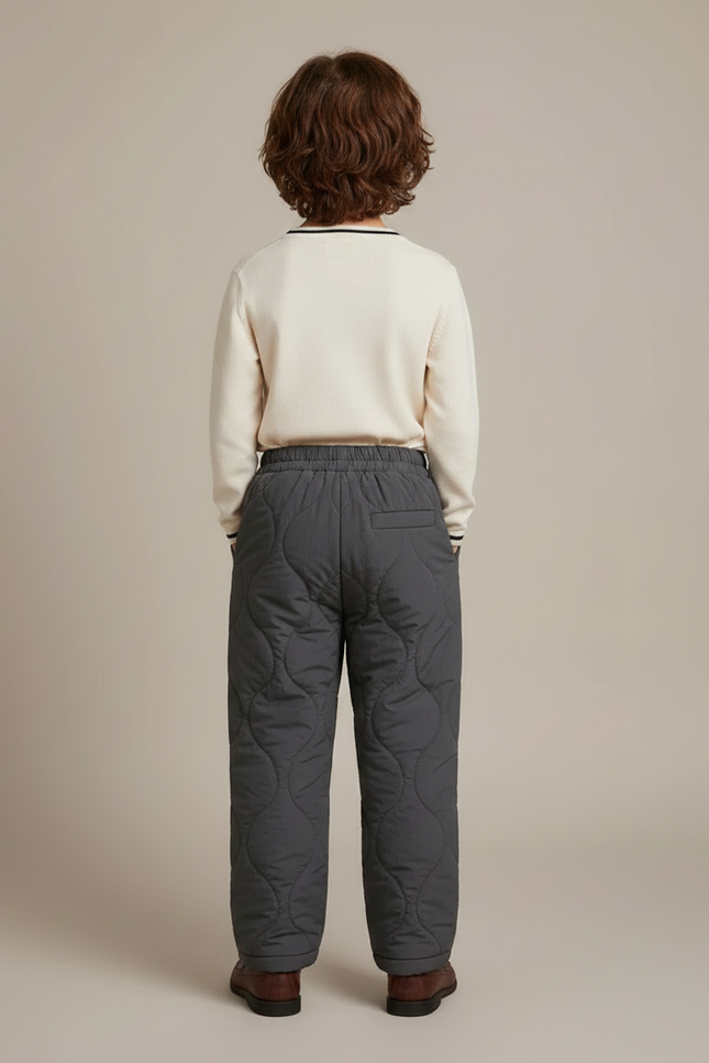 Pantalon Gris Matelassé Hiver Chaud Enfant Confortable - Polyester - vue 2