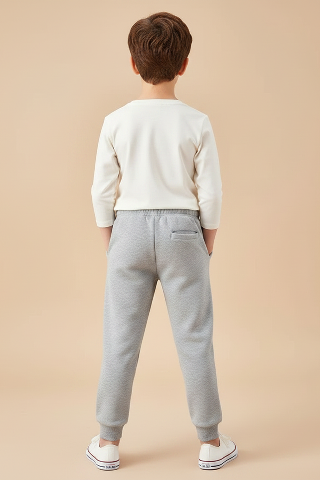 Pantalon Gris Enfant Molletonné Jogging Confortable - vue 2