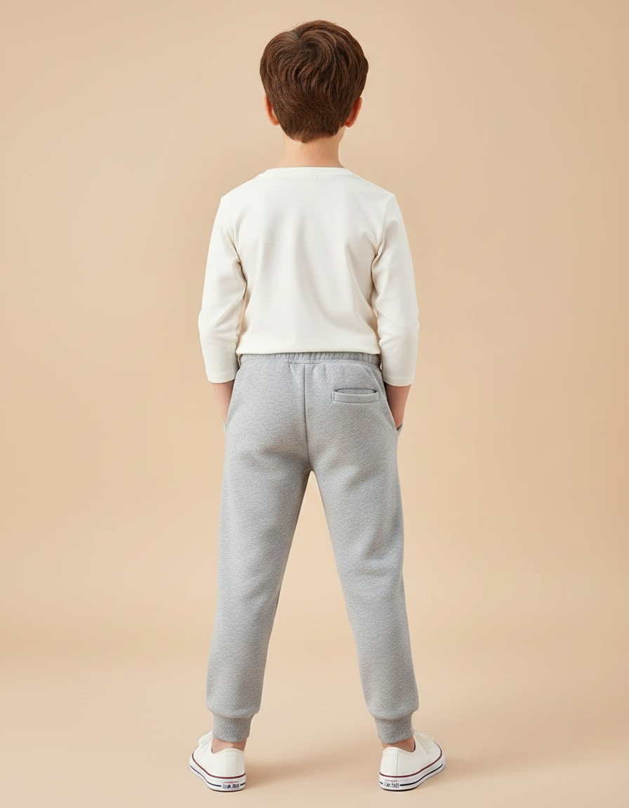 Pantalon Gris Enfant Molletonné Jogging Confortable - vue 2