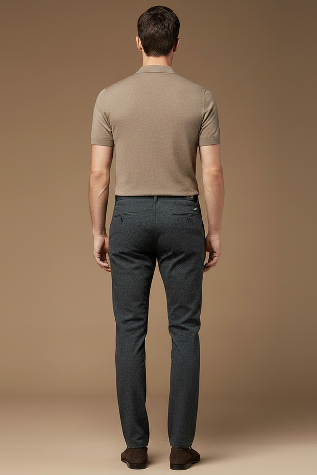 Pantalon Gris Homme Décontracté Ajusté Élégant Uni - Laine - vue 2