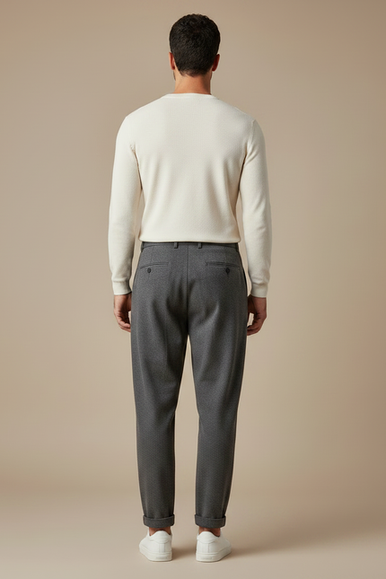 Pantalon Gris Laine Plissé Décontracté Homme - vue 2