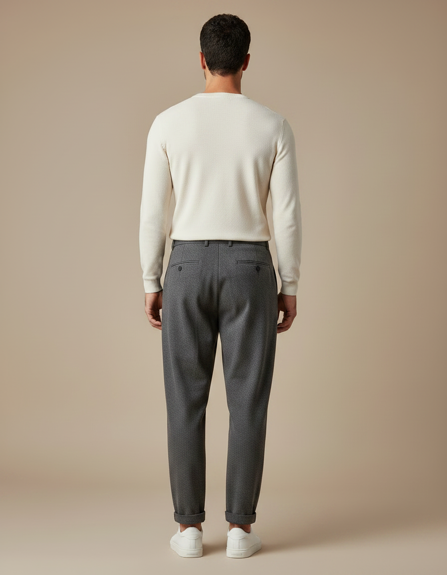 Pantalon Gris Laine Plissé Décontracté Homme - vue 2