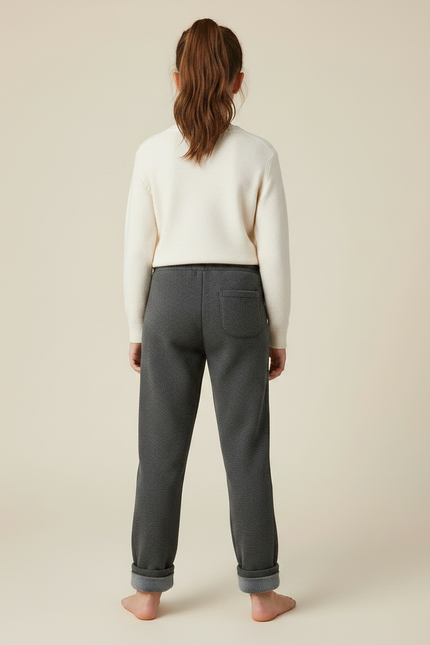 Pantalon Gris Enfant Molletonné Chaud Confortable - vue 2
