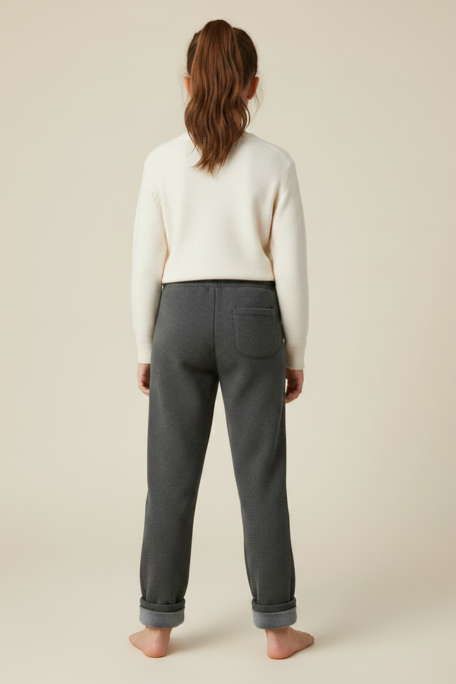 Pantalon Gris Enfant Molletonné Chaud Confortable - vue 2