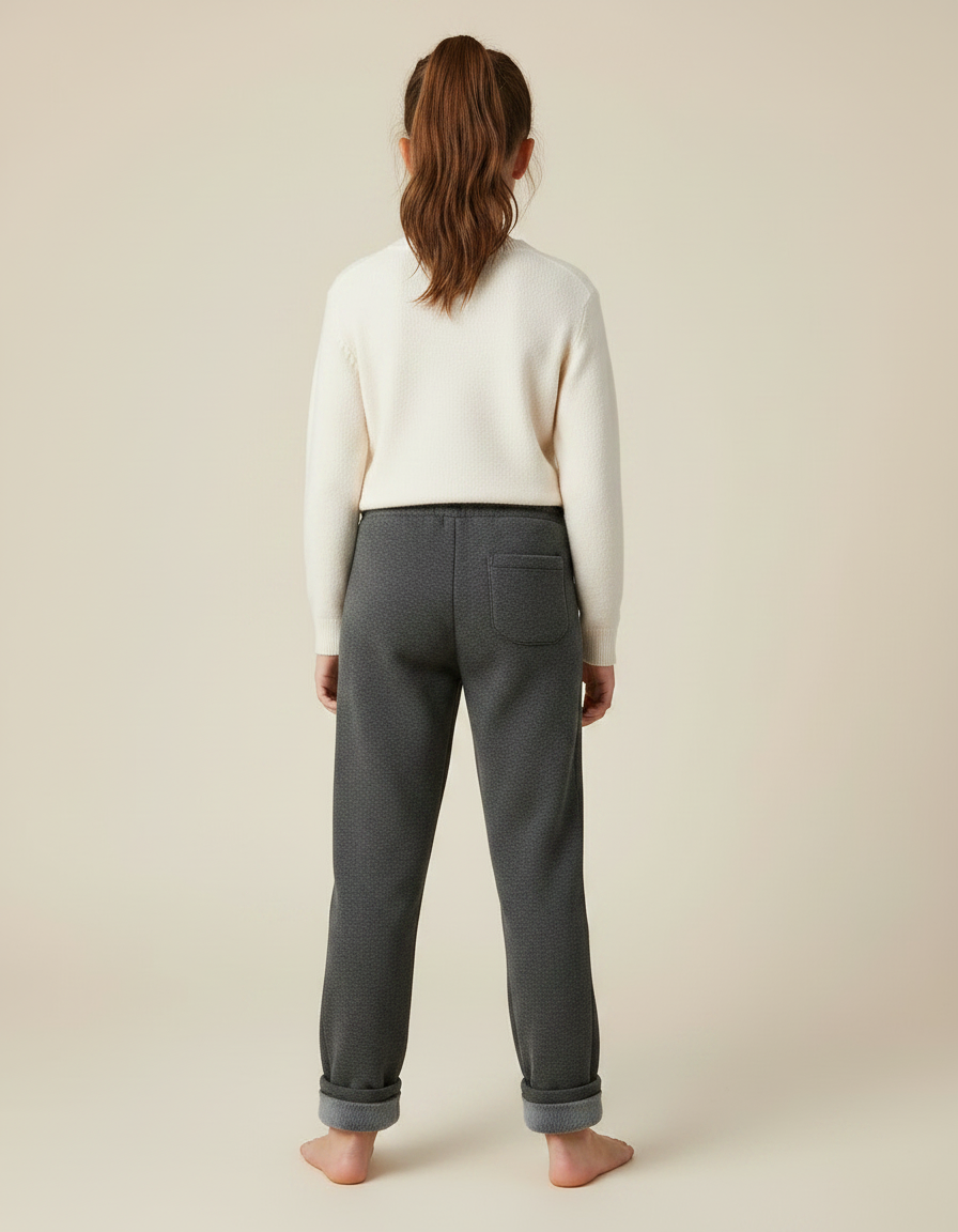 Pantalon Gris Enfant Molletonné Chaud Confortable - vue 2