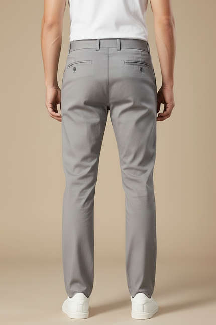Pantalon Gris Chino Homme Décontracté Stretch Droit - Coton - vue 2