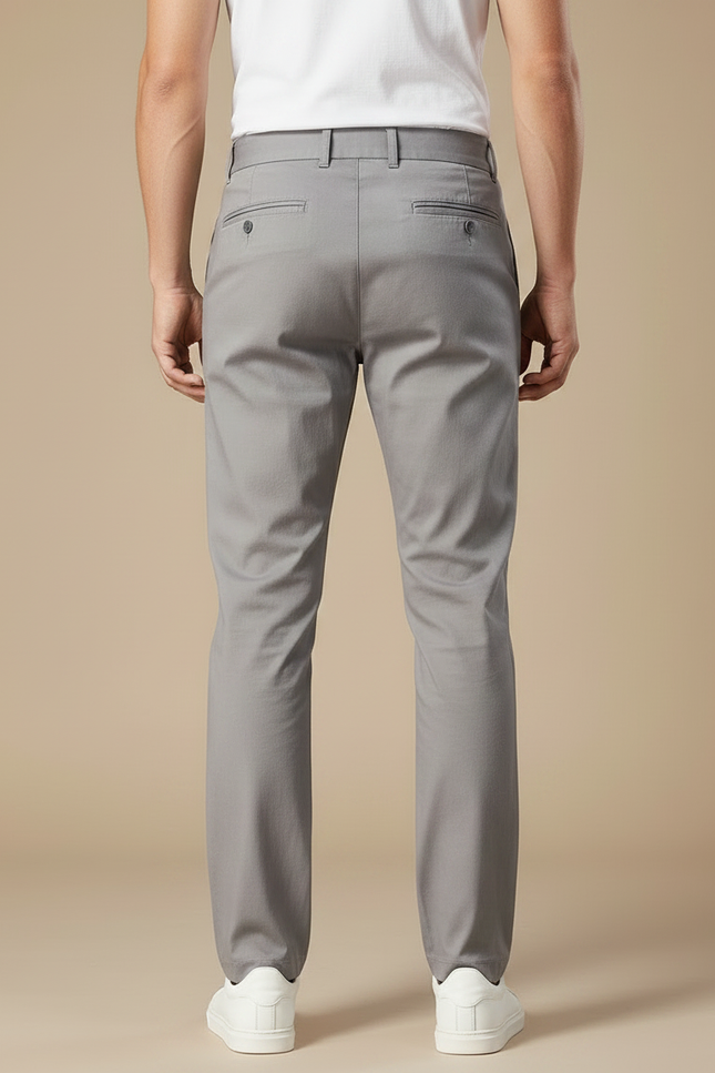 Pantalon Gris Chino Homme Décontracté Stretch Droit - Coton - vue 2