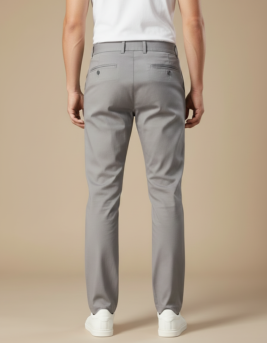 Pantalon Gris Chino Homme Décontracté Stretch Droit - Coton - vue 2