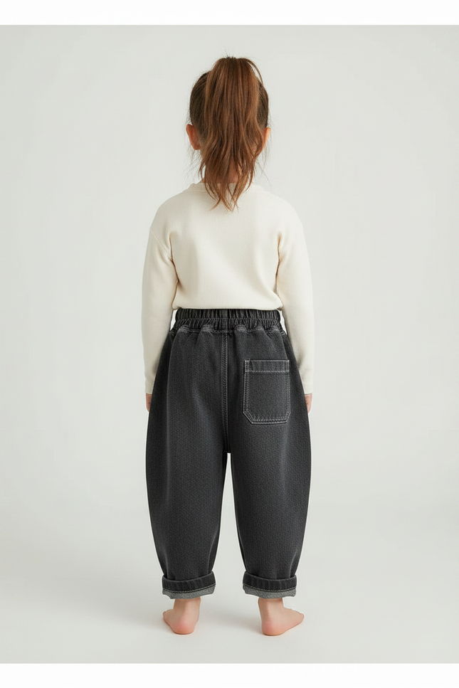 Pantalon Gris Ample Décontracté Denim Enfant - Jean - vue 2