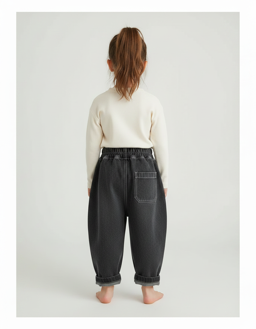 Pantalon Gris Ample Décontracté Denim Enfant - Jean - vue 2
