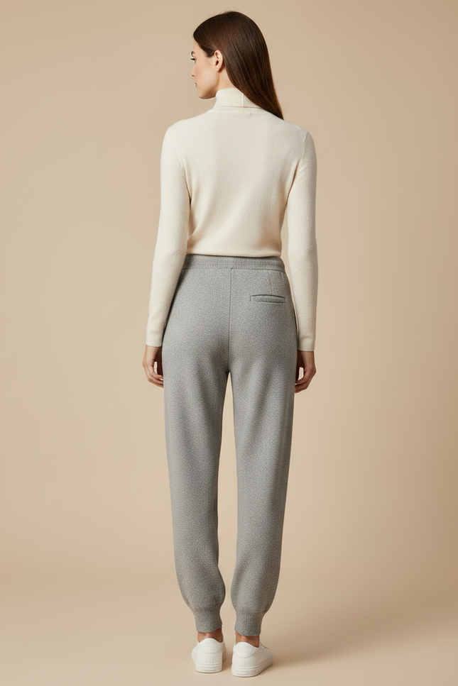 Pantalon Gris Tricoté Décontracté Ample Femme - Maille - vue 2