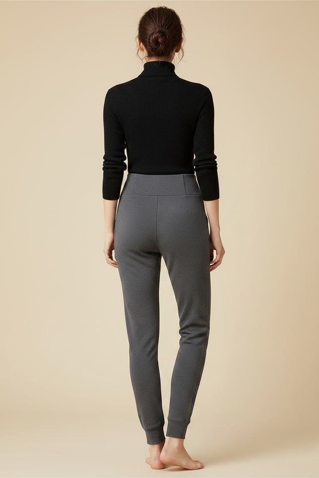 Pantalon Gris Côtelé Taille Haute Chevilles Resserrées - Molleton - vue 2