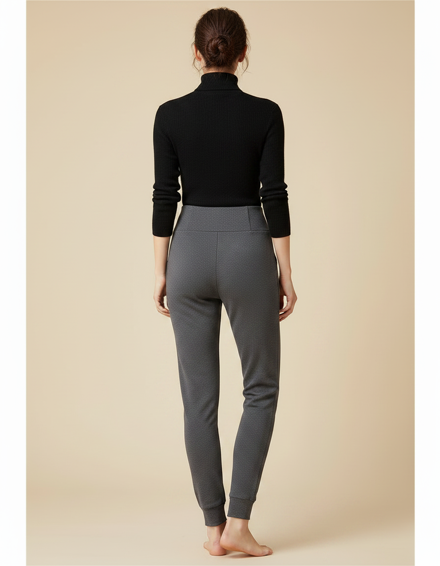 Pantalon Gris Côtelé Taille Haute Chevilles Resserrées - Molleton - vue 2