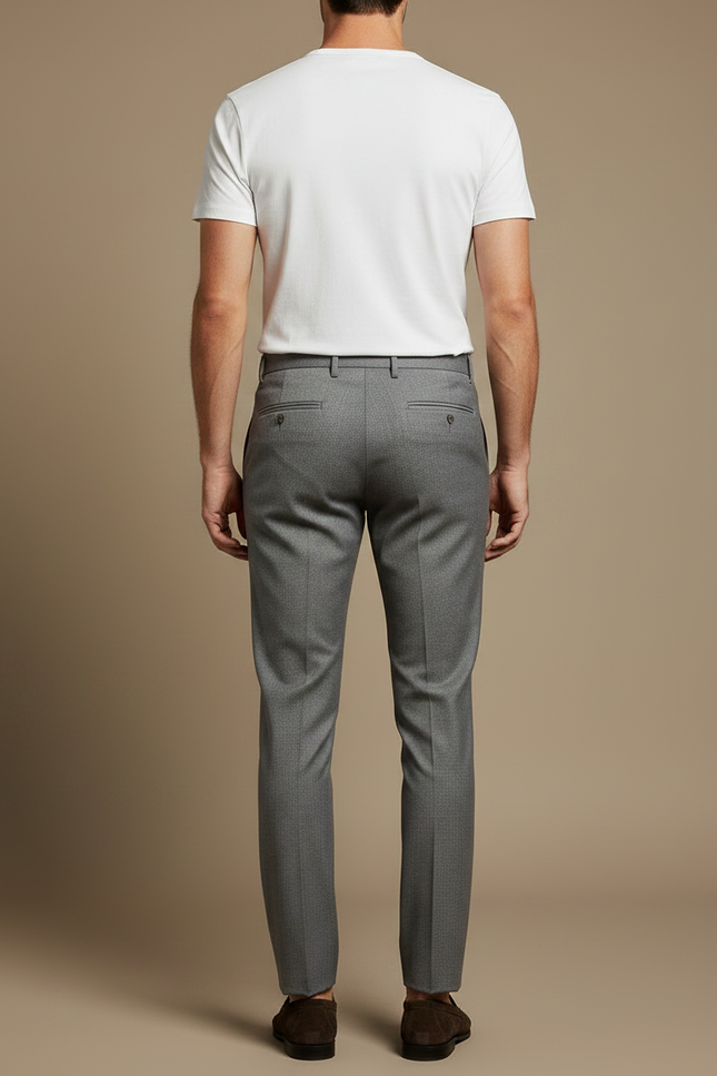 Pantalon Gris Homme Slim Élégant Business Droit - Gabardine - vue 2