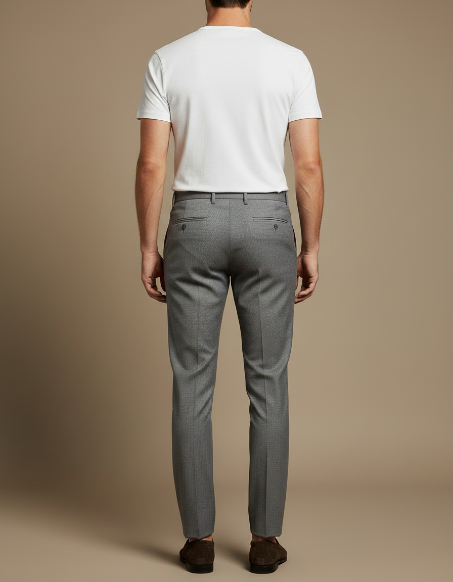 Pantalon Gris Homme Slim Élégant Business Droit - Gabardine - vue 2