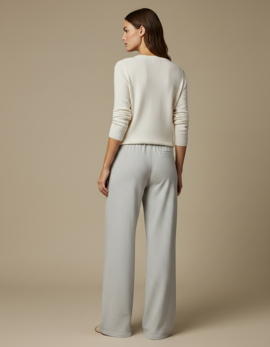 Pantalon Gris Ample Décontracté Coton Sport Femme - Molleton - vue 2