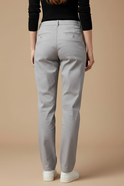 Pantalon Gris Chino Droit Coton Stretch Décontracté - vue 2