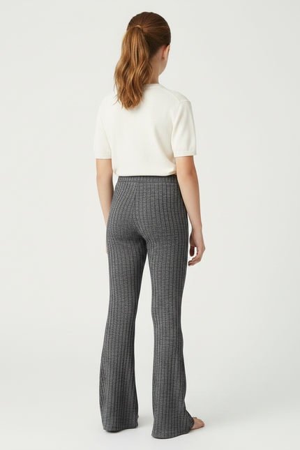 Pantalon Gris Côtelé Évasé Slim Enfant - Maille - vue 2