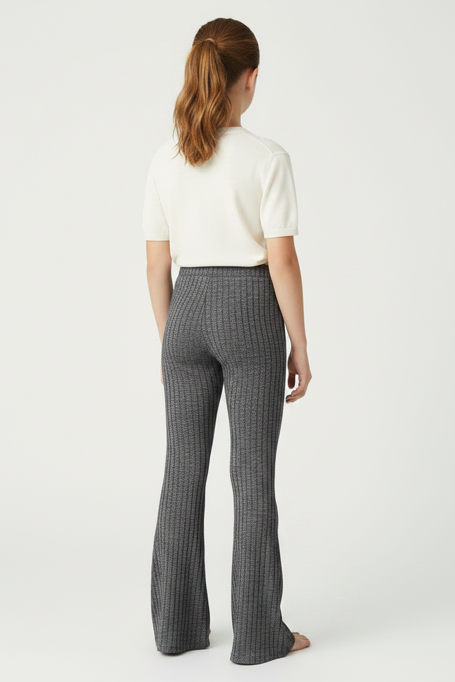 Pantalon Gris Côtelé Évasé Slim Enfant - Maille - vue 2