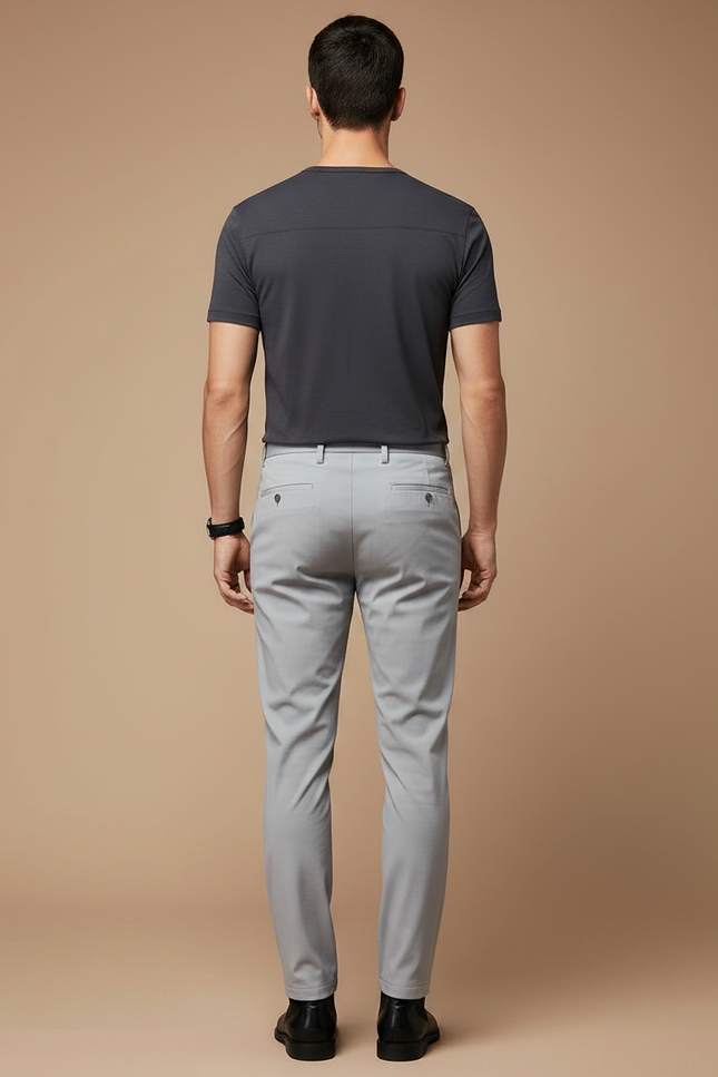 Pantalon Gris Slim Fit Décontracté Homme Stretch Droit - Polyester - vue 2