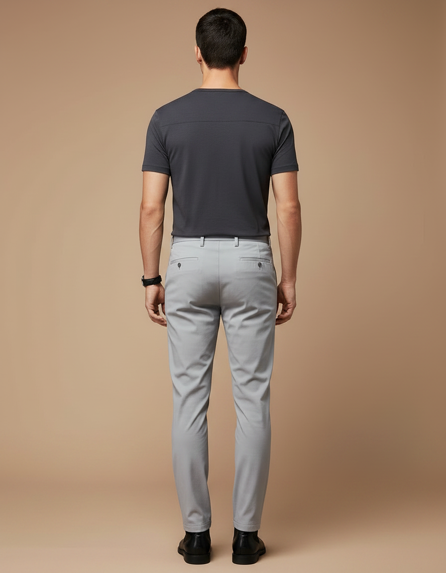 Pantalon Gris Slim Fit Décontracté Homme Stretch Droit - Polyester - vue 2