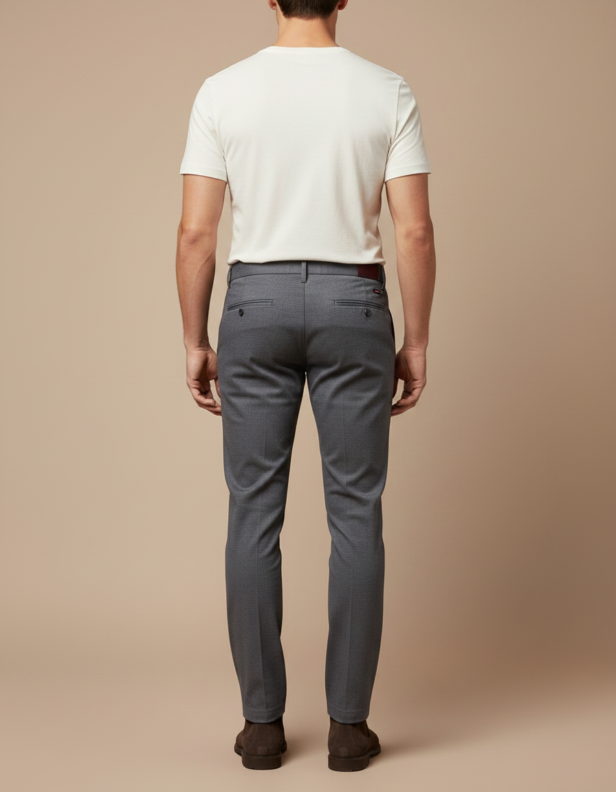 Pantalon Gris Slim Habillé Élégant Homme - Gabardine - vue 2