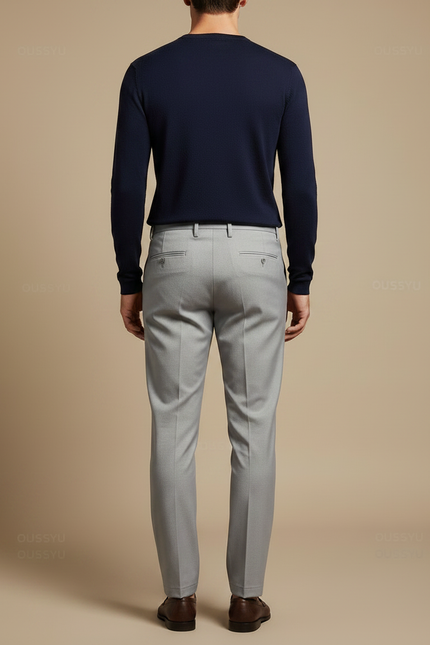Pantalon Gris Élégant Droit Business Homme Classique - Gabardine - vue 2