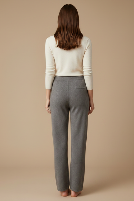 Pantalon Gris Tricoté Décontracté Ample Cordon Femme - Molleton - vue 2