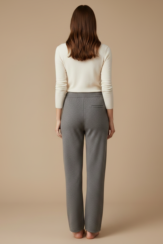 Pantalon Gris Tricoté Décontracté Ample Cordon Femme - Molleton - vue 2