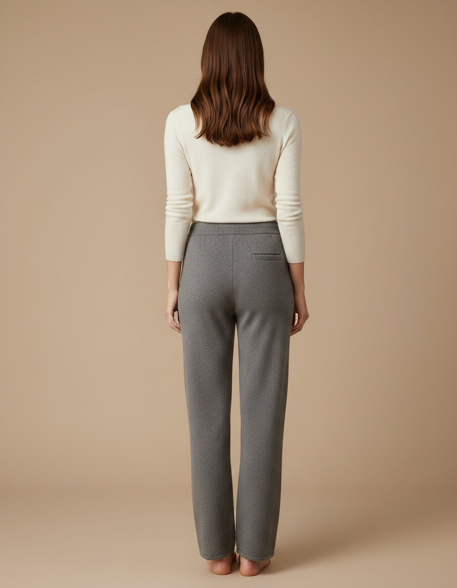 Pantalon Gris Tricoté Décontracté Ample Cordon Femme - Molleton - vue 2
