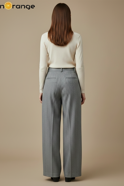 Pantalon Tweed Gris Femme - vue 2