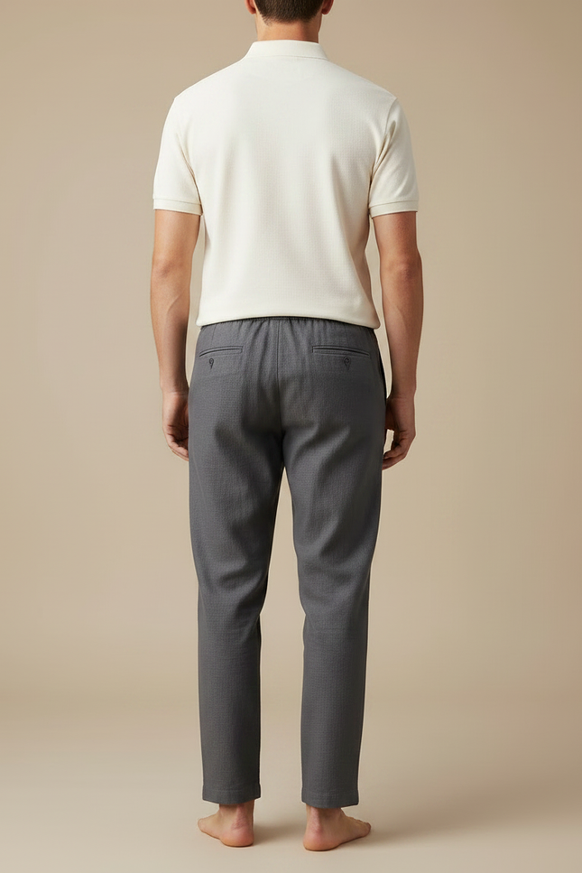 Pantalon En Lin Gris - vue 2