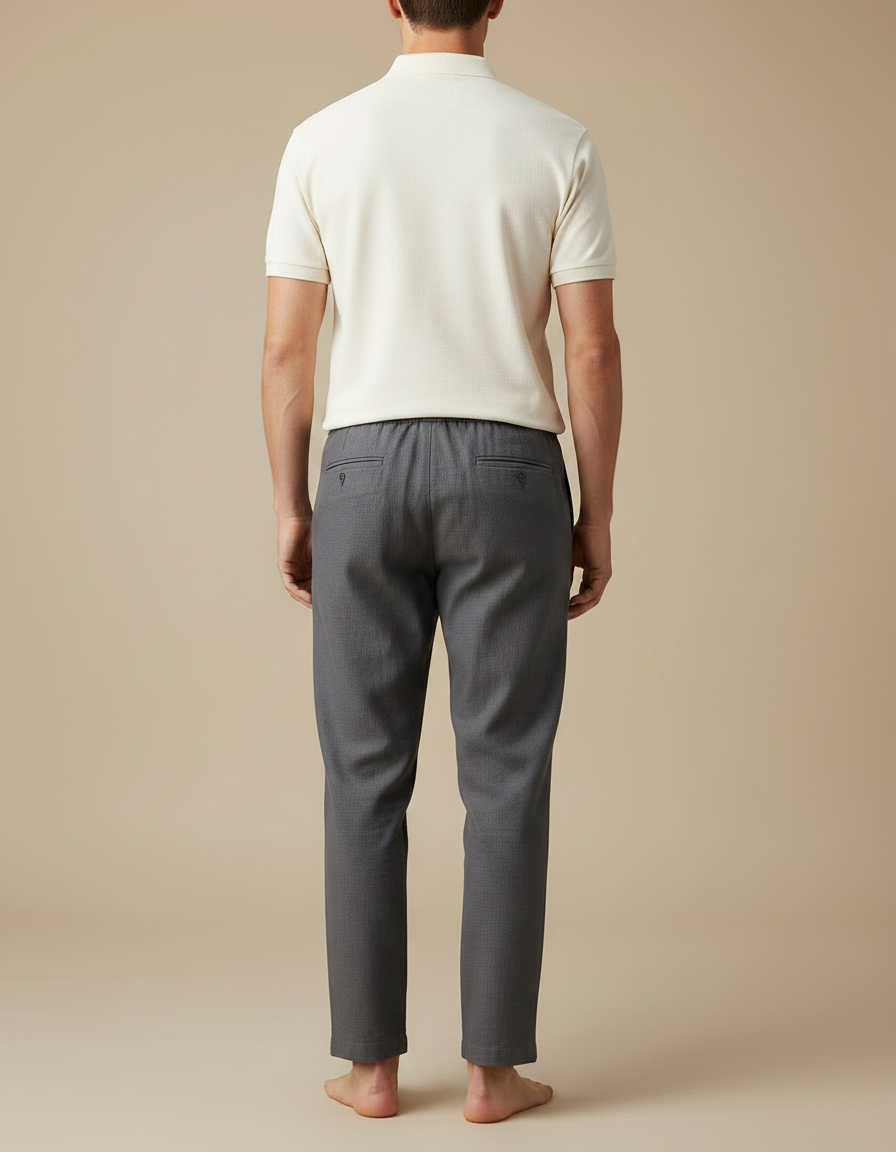 Pantalon En Lin Gris - vue 2