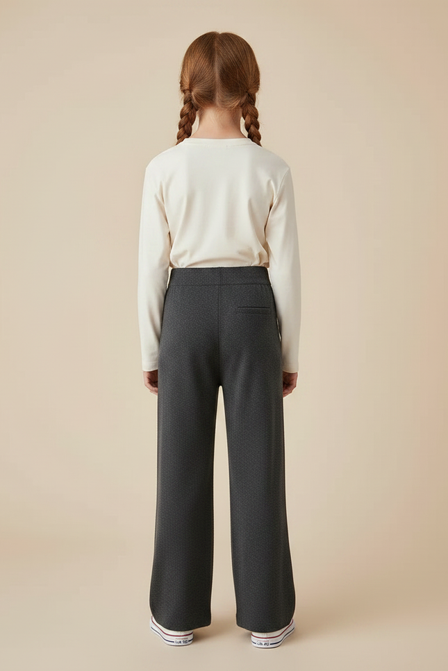 Pantalon Gris Ample Tricoté Décontracté Fille - Maille - vue 2
