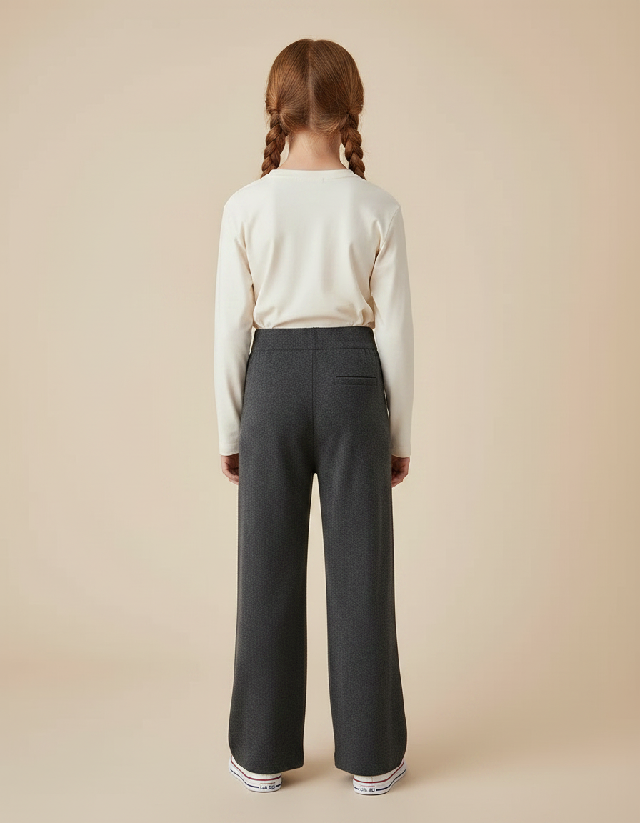 Pantalon Gris Ample Tricoté Décontracté Fille - Maille - vue 2